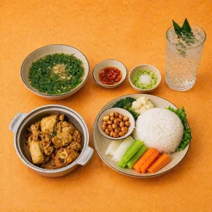 Combo cơm gà rang gừng + nước nha đam lá nếp hạt chia