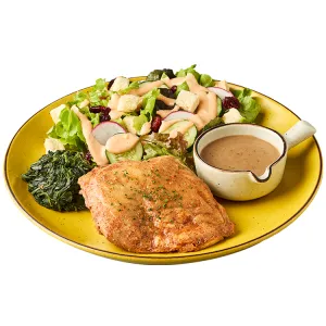 สเต็กสะโพกไก่  เกรวี่ผักโขม