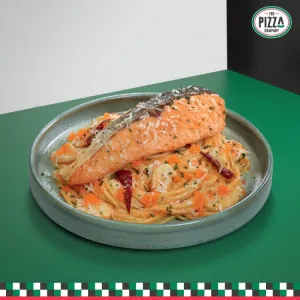 สปาเก็ตตี้ผัดพิงค์โรเซ่ครีมแซลมอนและไข่กุ้ง (pasta)