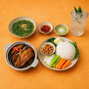 Combo cơm suất cá kho + nước nha đam lá nếp hạt chia
