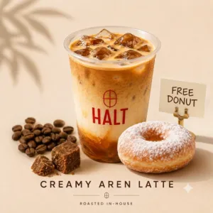 Creamy Aren Latte (FREE DONUT)