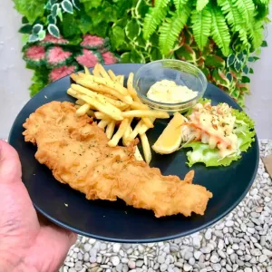 Fish N Chips With Side Dish And Salad