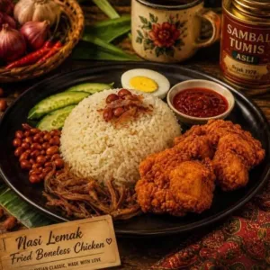 Nasi Lemak with Curry Chicken 咖喱鸡椰浆饭