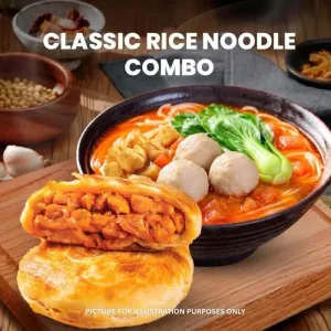 FRAGRANT TOMATO SOUP RICE NOODLE 番茄丸子米线+酥脆烤饼