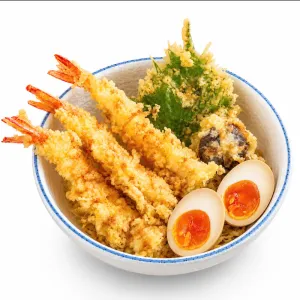 Cơm Tempura tôm, trứng ngâm tương