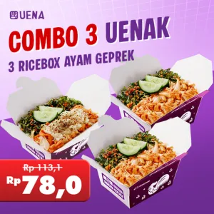 Combo 3 UENAk - 3 Ricebox Ayam Geprek