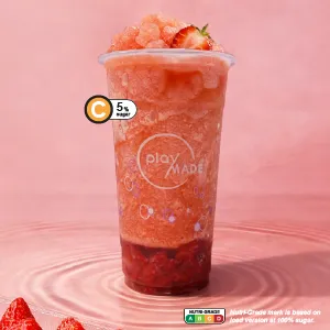 (L) Fresh Strawberry Slushie (Dong Ding Oolong Tea)