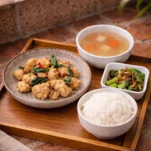 奶油鷄塊飯Creamy Chicken Cubes With Rice