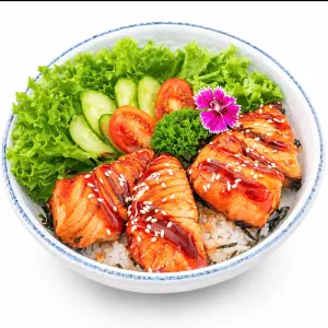 Cơm cá hồi áp chảo sốt Teriyaki