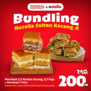 Nutella Sultan Kacang A (Martabak 1/2Nutella Kacang, 1/2Keju + Martabak 3Telur)