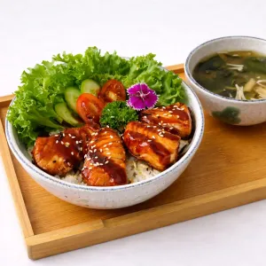 Cơm cá hồi áp chảo sốt Teriyaki