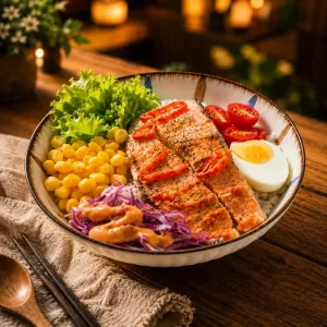 Salmon Mentai Rice Bowl 烤三文鱼饭